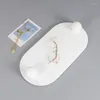 Dekorative Figuren moderner natürlicher Marmorstein Oval Metallgriff Tray El Wohnzimmer Schminktisch Toilette Vorlage Aufbewahrung