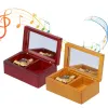 Boîtes Boîte de rangement de bijoux musicaux avec Mirror Desktop Music Box Gift Decoration en bois Love Story / Spirited Away Spirit Box