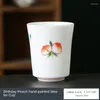 Tea Cups Porcelain Hand Painted Longevity Peach Master Cup Ceramic Japanese TeaCup White Single Ceremony