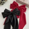 Hair Clips Elegant Solid Large Bow Ribbon Clip For Women Girl Sweet Headbands Soft Satin Hairpin Hairgrip Fashion Accessories