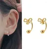 Stud Earrings Korean Fashion Stainless Steel Cz Ear Studs Cartilage Earring For Women Small Zircon Bow Piercing Jewelry Gifts
