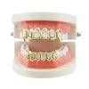 Grills Gold banhado 18k dentes de tigre oco completo dentes de hip hop para homens e mulheres Vampire Dentes Acessórios de Halloween