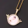 Ins Angel DIY Memory Photo Frame Pendant Men's and Women's Hip Hop Commemorative Medal Solid Zircon Necklace