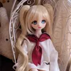 Dolls Nieuwe cartoon anime -stijl pruik voor 1/3 1/4 1/6 BJD MDD Doll Quadratic Element dubbele staart lange krullen pruik voor poppenaccessoires T240422