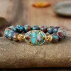 Bracelet punk bracelet 10 mm Bronzite Stone Tibetan Perles Femmes Bracelets extensibles Yoga Mala Charme élastique Bracelets Bijoux