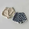 Shorts 2023 Summer New Baby Plaid Cotton Breathable Kids Casual Fashion Girls Striped Pants Comfortable Boy H240423