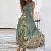 Plus -Size -Chiffon Sexy Blumendruckkleid für Frauen 2023 Sommer Elegant Bohemian Long Kleider weibliche Kleidung Vestido Rock 240412