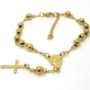 Bracelet du chapelet en acier inoxydable des brins Nouveau bracelet de perle féminin de qualité supérieure avec bracelet catholique religieux pendentif cross jesus