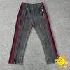 Pantaloni maschili 24ss vintage strisce percorse uomini da donna ricamato aghi farfalla per pantaloni di velluto con tag con tag