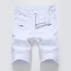 Summer Mens Denim Shorts Street Clothing Trend Personality Slim Short Jeans White Red Black Male Brand Clothes 240415