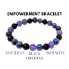 Bracelet d'autonomisation des brins: Amethyste, obsidienne noire, combo de sodalite, 8 mm Courage et cristaux de confiance (bracelet en cristal)