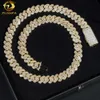 Hip Hop New Iced Sier 12Mm Wide Long Rod Gold Plated Cuban Chain