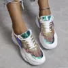 Scarpe casual sneaker di moda donne donne in maglia traspirabile che camminano colorato paillettes vulcanizzano suola spessa per