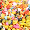 Bath Toys Wholesale Children Bathing Toy Floating Rubber Ducks Squeeze Sound Cute Lovely Duck For Baby Shower 20/50/ Random Styles L Dhxq2