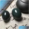 Massage Stones Rocks 3Pcsset Natural Nephrite Jade Yoni Eggs For Women Kegel Exercise Egg Set Vaginal Muscle Tightening Drilled Mas Otlyj