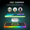 充電器15Wカーワイヤレス充電器パッドRGBシリコン非スリップマット用iPhone 14 13 Samsung Xiaomi Car Phone Chargers Fast Charging Station