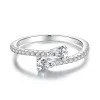 Bands Huitan Dainty Fashion Shinning Finger Ring Accessori di fidanzamento femminile con brillante Cubic Zirconia Silver Color Wedding Cand