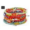 Brangle 12pcs / ensemble Bracelets de perles colorées faites à la main pour les femmes colorées ethniques Afrique Bracelets Set Boho Braclets Accessoires Girls