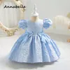 Flickaklänningar Annabelle Flower Baby Bow Dress for Wedding Party Barn Färgglada barn Puffy Clothes Princess Vestidos