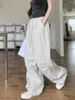 Pantalon féminin Benuyffy American Retro Bow Broidered Cargo Streetwear Y2K Joggers Wide-Leg Sweetftring Baggy Casual Casual