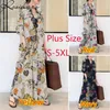 2023 Summer Dress Plus Size 3XL 4XL 5XL Cotton Linen Pocket Maxi for Women Blouses Streetwear Loose Casual Long Dresses 240419