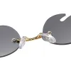 Sunglasses Luxury Cat Eye Sunglasses Women Vintage Brand Designer Rimless Fire Flame Sun Glasses Trending Mirror Lens Narrow Eyewear UV400