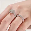 Solitaire Ring She 2st Rings for Women Solid 925 Sterling Sier Engagement Bridal Set 1.6ct Halo Round Cut AAAAA Zircon Drop Delivery OT2RZ