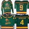 Kob Weng＃9 Jesse Hall Mighty Movie Hockey Jersey＃4 Les Averman The Mighty of Men Movie Jersey Green S-3XL