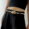 Midjekedjor Bälten Fashion Elastic Gold Chain Belt Kvinnlig midja Blomma Silver Metal Punk Belts för kvinnor Högkvalitativ stretch tunn midjeband