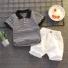 Clothing Sets 2Piece Summer Outfit Boys Boutique Korean Fashion Stripe Short Sleeve Cotton Baby Tops Shorts Kids Clothes BC372