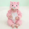 Pieces de uma peças fofas de desenho animado macacão bebê pato urso panda pijamas algodão, menino meninas trajes de animais trajes de bebê macacão kigurumi roupas