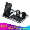 Chargers 4IN1 Alarm Clock Wireless Charger Stand for Iphone 14 13 12 11 Pro Max Touch Control Charging Station for Airpods Apple Watch