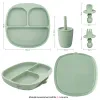Tees 2021 Новый дизайн детская посуда для кормления блюд тарелки на тарелку на всасывающую чашку пищевая солома соломенная чашка детские вещи детские вещи