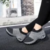 Casual Shoes Ladies Sneakers Mesh Round Shap Air Cushion Color Matching Breattable Non Slip Women Plat Large Size