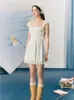 Robes décontractées femme d'été pure couleur y2k mini robe blanc elgant en dentelle fête mince esthétique coréenne femelle 2024