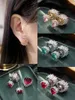 Stud Earrings SENYU Fashion Front To Back Pave Heart Shape Cubic Zirconia Women Party Jewelry Reversible Double