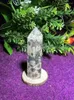 Decorative Figurines Natural Green Cherry Blossom Agate Crystal Quartz Obelisk Healing Gemstone Room DecorationOrnaments