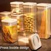 Aufbewahrung Flaschen Küche Versiegelte Glas Plastik Kaffeebohne und Getreide Lebensmittelbehälter Push-Type-Feuchtigkeitsdichte Schachtel