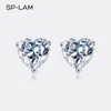 1CT Earrings Heart Created Diamond Stone Genuine 925 Silver Women Elegant Luxury Tiny CZ Paved Studs Jewelry Gift 240419