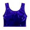 Behas stelt mannen metallic glanzende schep nek crop top mouwloos vest t-shirt slanke fit tank dance dans rave feest clubkleding workout zwemkleding