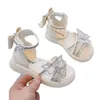 Summer Children's Girls Gladiator Sandals Rhinestone Crystal Princess Solf Zapatos sin deslizamiento de la moda transpirable Sandalias de niños 240420