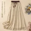 Ethnic Clothing 2024 Cotton Chinese Retro Slimming Spring Summer Gauzy Half Skirt Women Elastic Waist Lace-up Elegant Long Loose W340