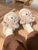 Slippers Slim Plush Winter Home Household Couples Cotton Soft And Cute Baby Bear Shoes Men Women Slipper