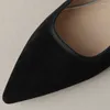 Casual Shoes Plus Size 34-42 Women's Natural Suede Leather Pointed Toe Matal Belt Slip-On Mary Jane Flats Leisure Soft Comfort Single