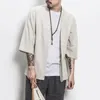 Chandails masculins Cardigan de style chinois en lin de style chinois Patchwork Coton solide