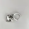 Earrings Women Prevent Allergy Silver Color Hoop Earrings Vintage Accessories Little Bear LOVE Heart Asymmetric Party Jewelry