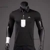 Designerskie polo letnie koszule golfowe mężczyźni swobodny polo krótkie rękawy oddychające szybkie J Lindeberg Wear Sports Thirt 635