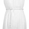 Midjekedjor bälten 100 cm kvinnor vit pärla midjeband midje kedja bohemiskt bälte mode all-match klänning skjorta dekoration eleganta pendellbälten