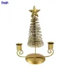 Kerzenhalter 2024 Weihnachtsbaumform Iron Draht Ständer Candlestick Ornament Tabletop Herzstück Hochzeitsdekoration Ankunft