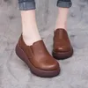Casual schoenen platform dames lederen flats voor ronde hoofd slip-on pumps vrijetijds feestkantoor Lady Loafers